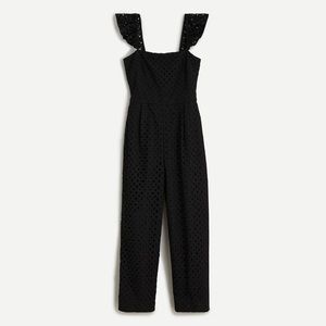 J.Crew Black Ruffle Jumpsuit Embroidered Eyelet